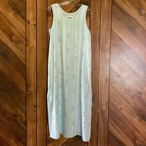 Long Blue Floral FLAX Sleeveless Dress